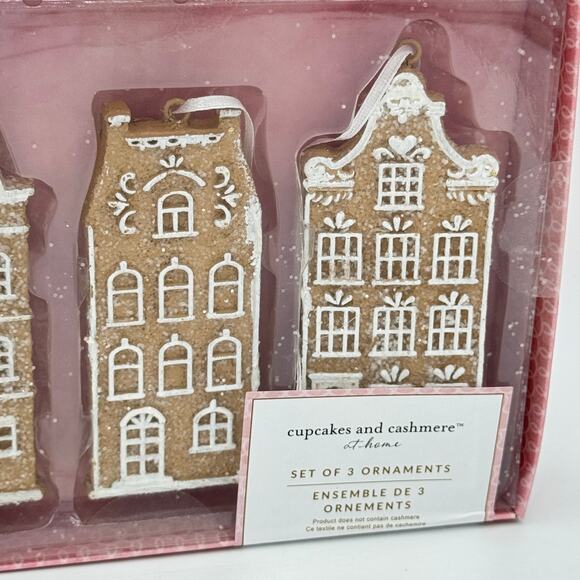 Cupcakes & Cashmere Set of 3 Gingerbread House Christmas Ornaments NEW - Picture 3 of 5